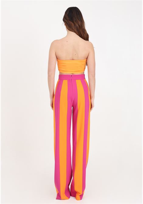 Orange and fuchsia women's trousers with vertical stripes ALMA SANCHEZ | PANTALONE PARIKARANCIONE-FUCSIA